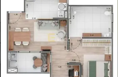 Apartamento para venda em Condomínio HM Intense Valinhos de 53.79m² com 1 Quarto, 1 Suite e 1 Garagem