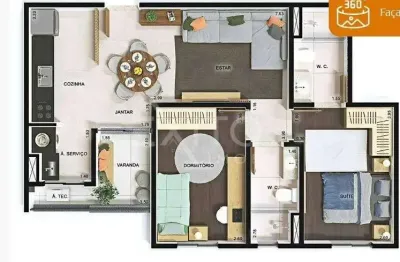 Apartamento para venda em Jardim Do Lago de 68.00m² com 2 Quartos, 1 Suite e 1 Garagem