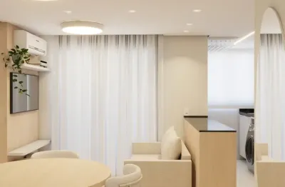 Apto Mobiliado e c/ Eletrosd. 2 dorm sacada c/ churras 1 vaga perto da praia