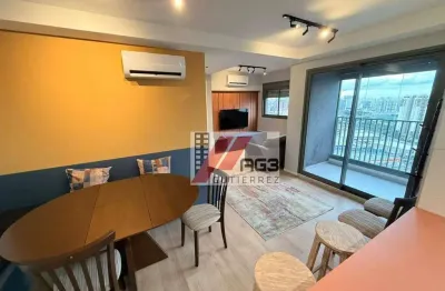 Apartamento de 1 dormitório novo totalmente mobiliado e equipado em andar alto com vista livre, ar-condicionado, vaga e lazer completo na Pompeia