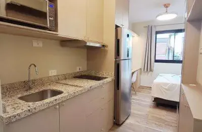 Studio mobiliado com Piscina, Academia perto do Shopping Palladium no Novo Mundo, Curitiba, condominio clube. 1 vaga de garagem