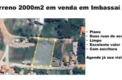 Vende-se terreno 2.000 m² em imbassaí. plano, limpo, com escritura e acceso por duas ruas.
