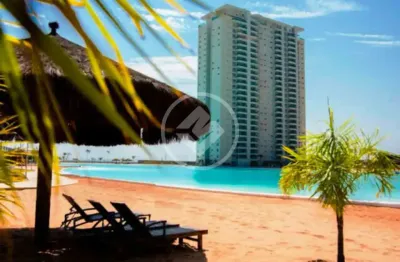Apartamento condominio brasil beach de 88m2 com dois quartos sendo uma suíte, sacada com chiurrasqueira, banheiro social, lavabo, móveis planejados, duas vagas de garagem, depósito, área de lazer comp