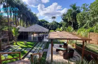 Rancho diferenciado - moradia e lazer - condomínio miranda v - rancho medindo 1.500m2 rua acima da represa, apenas 28km de uberlândia