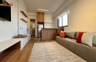 Locação - lindo studio c/35,0 m2 mobiliado - armarios- ar cond - v. olimpia