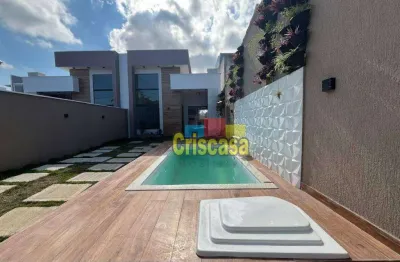 Casa com fino acabamento à venda no recreio - rio das ostras | 3 quartos, piscina e área gourmet no bairro recreio.