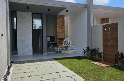 Casa plana com pé direito duplo, 3 suítes (1 reversível), 110 m² por r$ 430.000 - guaribas - eusébio/ce
