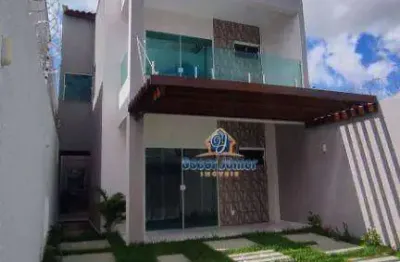 Alto padrão no melhor do eusébio! casa duplex com 4 quartos (3 suítes) + varanda gourmet, 174 m² por r$ 590.000 - guaribas - eusébio/ce