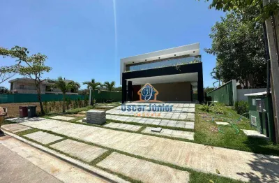 Mega casa duplex em condomínio fechado e área de lazer! 5 suítes + lavabo, 460 m² por r$ 2.800.000 - bairro cidade alpha - eusébio/ce
