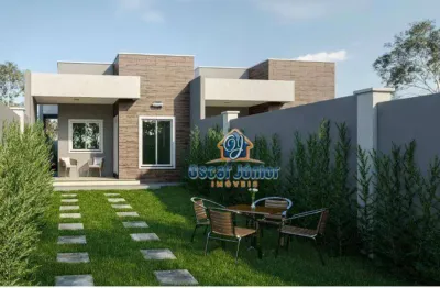 Casa plana com pé direito duplo, 3 quartos (1 suíte) + wc social, 99 m² por r$ 338.000 - precabura - eusébio/ce