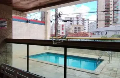 Apartamento com sacada em predio com piscina , caiçara -  praia grande/sp