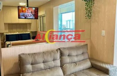 Apartamento studio mobiliado para alugar, 31m² - centro - guarulhos/sp por r$ 3.500,00