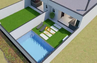 Sítio&#8239;cercado&#8239; casa nova 3 dorm. (1 suíte), piscina & área gourmet  terr. 6×32  projeto moderno exclusivo