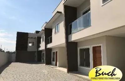Sobrado geminado novo com 3 quartos no bom retiro, joinville-sc: 154,48 m² privativos, suíte, 3 salas, 3 banheiros, 2 vagas.