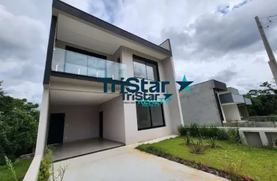 Ca0171-sobrado novo à venda com 3 suítes com vista para mata e localizado em condominio fechado