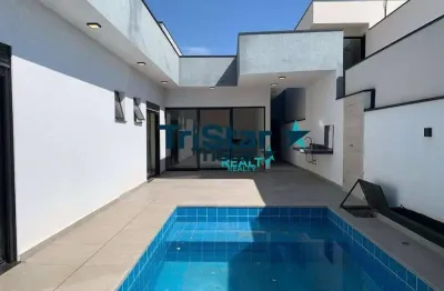 Ca0120 - casa nova terrea com piscina em condominio fechado com lazer completo - at. 300m² - ac. 177m² - park gran reserve indaiatuba sp