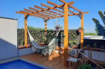 Ca0566 - casa com projeto exclusivo rústico sustentavel e tropical com vista para mata condominio fechado - at. 215m² - ac. 202,50m² - residencial man