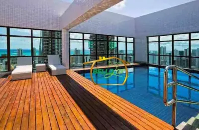 Flat com 1 dormitório para alugar, 27 m² por r$ 3.400/mês - boa viagem - recife/pe