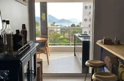 Apto com 2 suítes e varanda gourmet 85m² em frente ao mar em ubatuba - sp