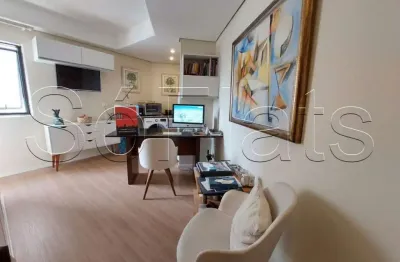 Apartamento no tsue bienal disponível para locação com 24m² e 1 vaga de garagem.