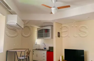 Apartamento no tsue bienal disponível para locação com 24m² e 1 vaga de garagem.