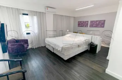Flat mobiliado  33m² 1 dormitório 1 vaga de garagem, disponível para locação em moema.