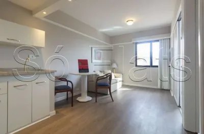 Flat ninety com 33m², 1 dormitório e 1 vaga de garagem nos jardins disponível locação.