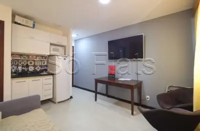 Apto na Vila Olímpia disponível para locação contendo 39m², 1 dormitório e 1 vaga de garagem.