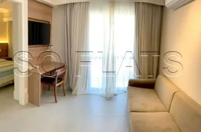 Apto no the palace com 36m², 1 dormitório  e 1 vaga, disponível para locação em moema.