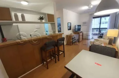 Flat com 1x dormitório reformado com camareira, tv a cabo e garagem ao lado da av. paulista.