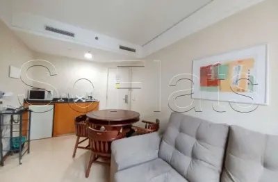 Flat no the privilege contendo mobília completa, 33m², 1 dormitório e 1 vaga em moema.