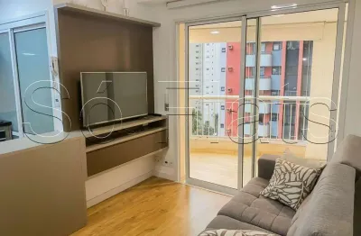 Flat disponível para locação no brooklin contendo 50m², 1 dormitório e 1 vaga de garagem.