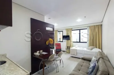 Flat transamérica nações unidas disponível para locação com 28m², 01 dormitório e 01 vaga de garagem