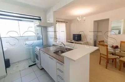 Flat no espaço alpha com 40m², 1 dormitório e 1 vaga para locação na vila olímpia.