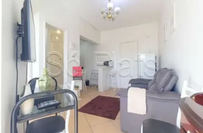 Lindo flat moema studio com um dormitório e uma vaga de garagem disponível para locação. com serviço