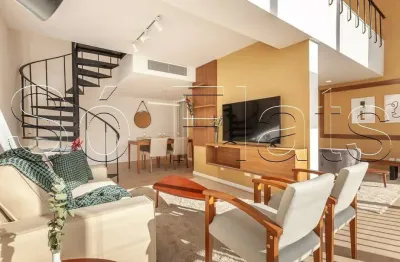 Apto com 1 dormitório e 90m² ao lado da avenida paulista no estilo duplex, disponível para locação.