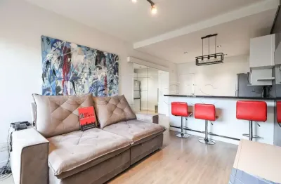 Apto com 56m², 1 dormitório e 1 vaga de garagem finamente decorado no centro de alphaville.