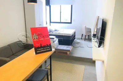 Flat mobiliado com serviços, suíte com varanda e área de lazer completa no melhor bairro de sp.