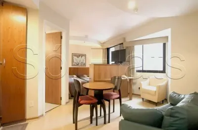 Apartamento no brooklin com cozinha completa, todo mobiliado e próximo a tudo