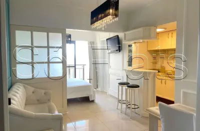 Flat totalmente mobiliado contendo 30m² e 1 dormitório, para locação no centro de São Paulo.