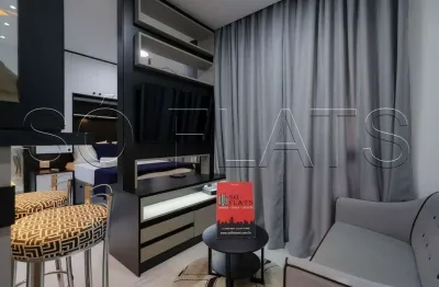 Quality paulista, flat disponível para locação contendo uma mobília compacta e refinada.