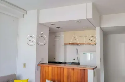 Flat equipado no q.i, com 37m², 1 dormitório e 1 vaga de garagem em moema, disponível para locação.