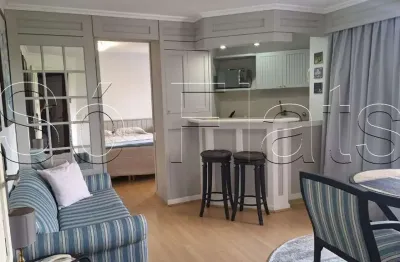 Apto mobiliado com 1 dorm no coração de higienópolis linda vista para o estádio pacaembu.