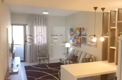 Flat com 1 dormitório, com com serviços e finamente decorado no entro de alphaville.