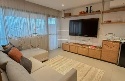 Flat mobiliado com 60m², 1 dormitório e 1 vaga de garagem, disponível locação em alphaville.