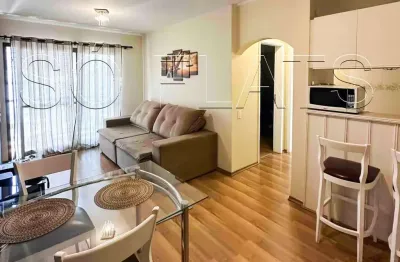 Flat disponível para locação contendo 42m², 1 dormitório e 1 vaga de garagem.
