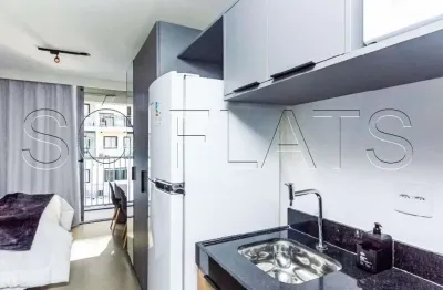 Studio mobiliado em Moema na Av dos Imarés com varanda e lazer completo