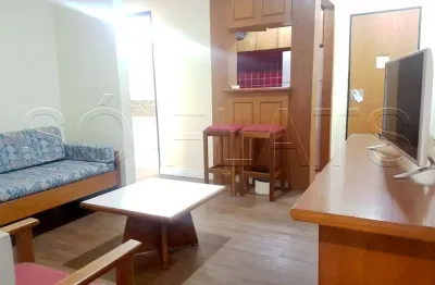 Flat mobiliado com 42m² com quarto, sala, cozinha completa e banheiro, a 200 m da av. paulista.