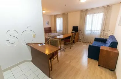 Flat disponível para locação no mercure times square com 33m² com 1 dormitório e 1 vaga em moema.