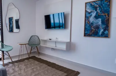 Studio totalmente e finamente mobiliado, vista mar frontal,  29,07m² privativos